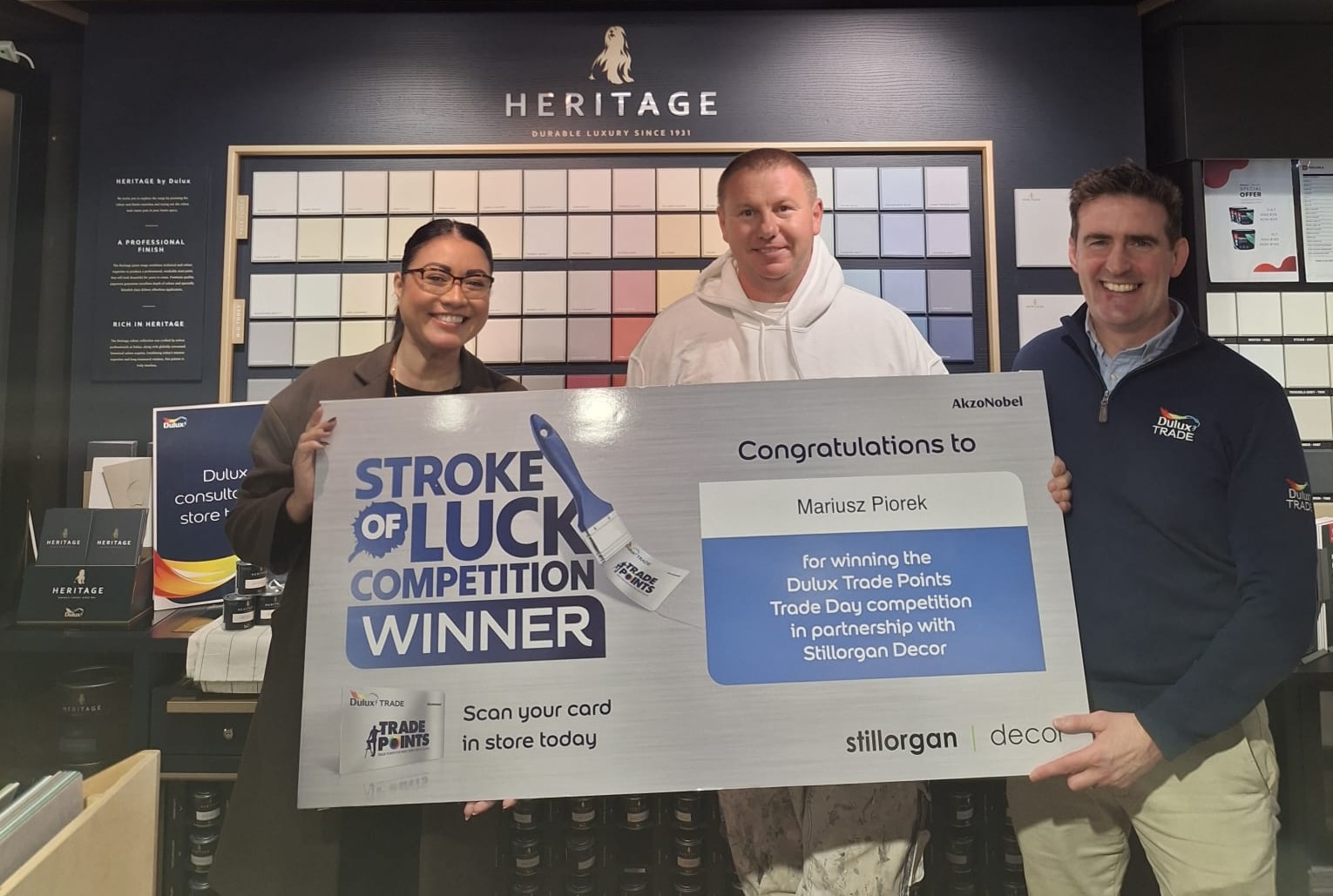 Mariusz Piorek, winner of the Stillorgan Décor Stroke of Luck competition
